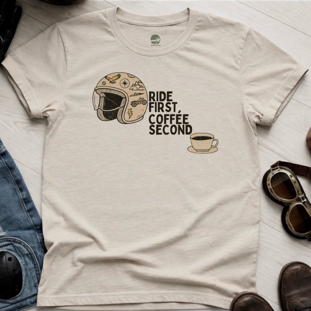 RIDE FIRST, COFFEE SECOND Cotton T-shirt