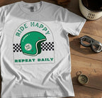 RIDE HAPPY REPEAT DAILY Cotton T-shirt